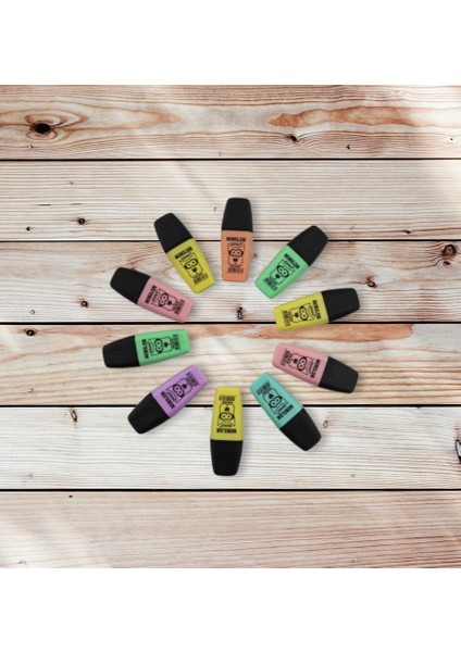 Mini Pastel Renk Fosforlu Kalem 10 Lu Karışık Set fiyatları