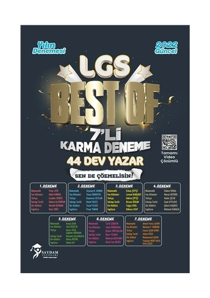 Saydam Yayınları LGS Best Of 7'li Karma Deneme 44 Dev Yazar 2022 Baskı LGS Denemesi