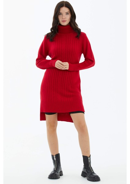 Tam Balıkçı Yaka Triko Tunik - Kırmızı fiyatları