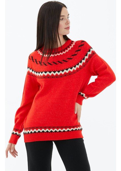 Sıfır Yaka Triko Kazak - Kırmızı fiyatları