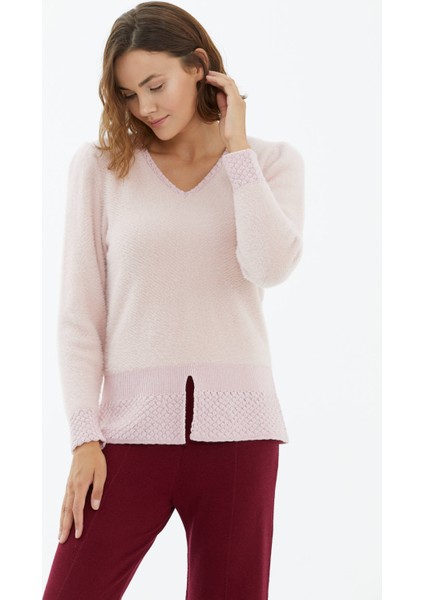 V Yaka Yumoş Kazak - Pembe