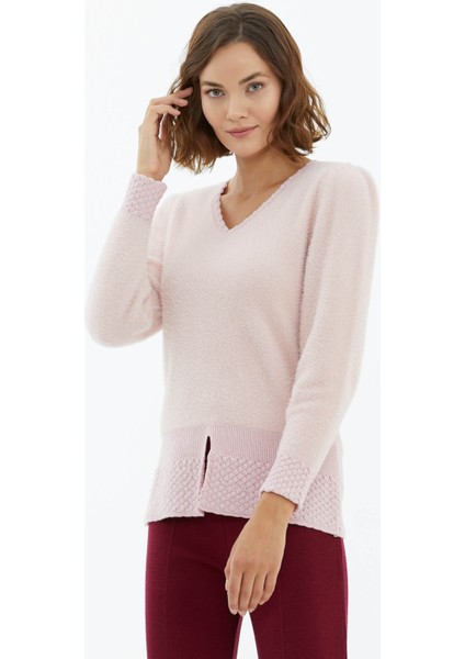 V Yaka Yumoş Kazak - Pembe fiyatları