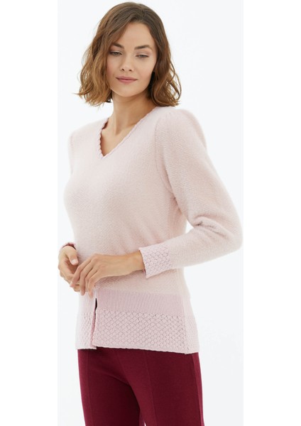 V Yaka Yumoş Kazak - Pembe modelleri