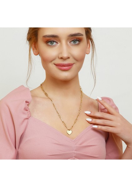 Barika Jewelry Kadın Kalpli Altın Kolye