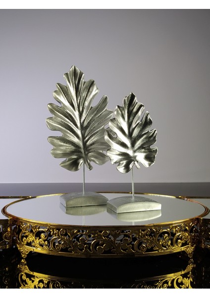 Dekoratif 2'li Set Çınar Yaprak Biblo Masa Süsü