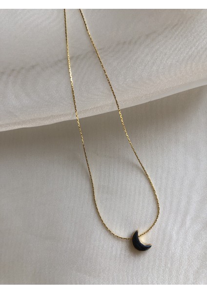 Minimal Siyah Hilal Kolye