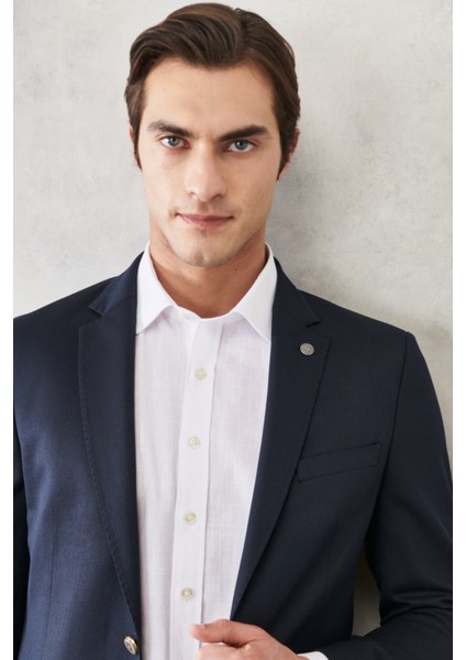 ALTINYILDIZ CLASSICS Erkek Lacivert Slim Fit Dar Kesim Kırlangıç Yaka Casual Ceket modelleri