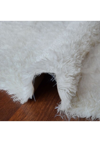 Yıkanabilir Tüylenmez Papatya Desen Yumuşak Post Peluş Halı Krem