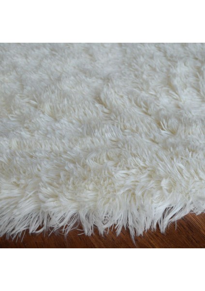 Yıkanabilir Tüylenmez Papatya Desen Yumuşak Post Peluş Halı Krem