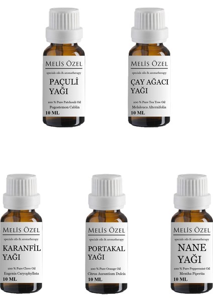 Paçuli Yağı,çay Ağacı Yağı,karanfil Yağı,portakal Yağı,nane Yağı Seti