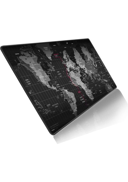 90x40 cm Black Dünya Desenli Dikişli Kaydırmaz Taban Oyunucu MousePad Gaming