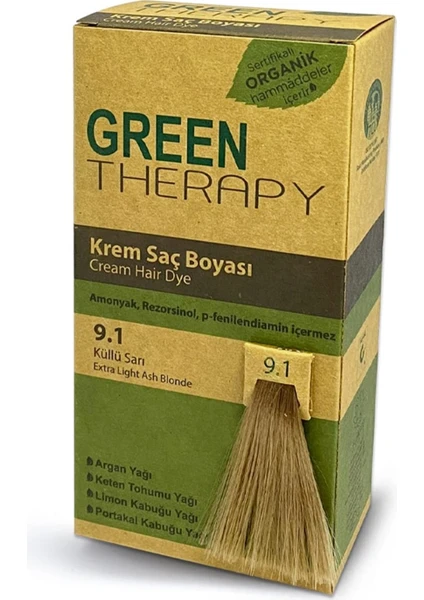 Green Therapy Krem Saç Boyası 9.1 Küllü Sarı