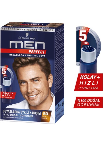 Men Perfect Saç Boyası No: 50 Açık Kahve