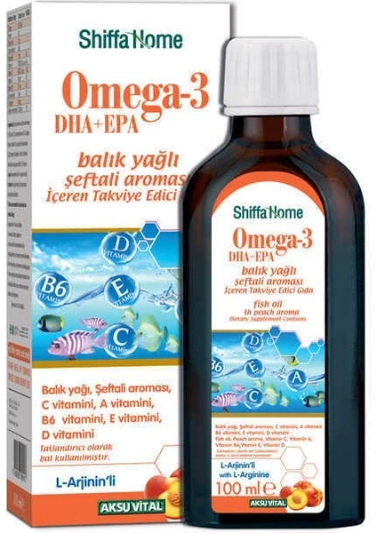 SHİFFA HOME Omega-3 (EPA+DHA) Balık Yağı Şeftali Aromalı 100 ML