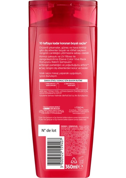 L'oreal Paris Elseve Color Vive Renk Koruyucu Bakım Şampuanı 360 ml