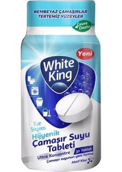 White King Çamaşır Suyu Tablet Kar Beyazı 32'li