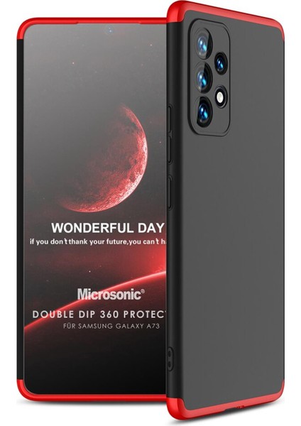 A73 5g Kılıf Double Dip 360 Protective Siyah Kırmızı