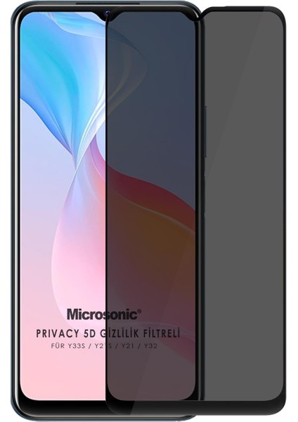 Vivo Y21S Privacy 5d Gizlilik Filtreli Cam Ekran Koruyucu Siyah