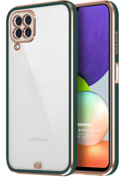 Samsung Galaxy M22 Kılıf Laser Plated Soft Koyu Yeşil