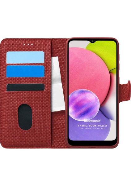 Samsung Galaxy A03S Kılıf Fabric Book Wallet Kırmızı