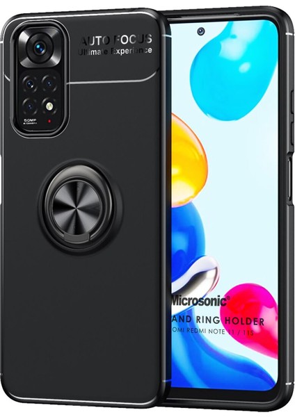 Xiaomi Redmi Note 11S Kılıf Kickstand Ring Holder Siyah