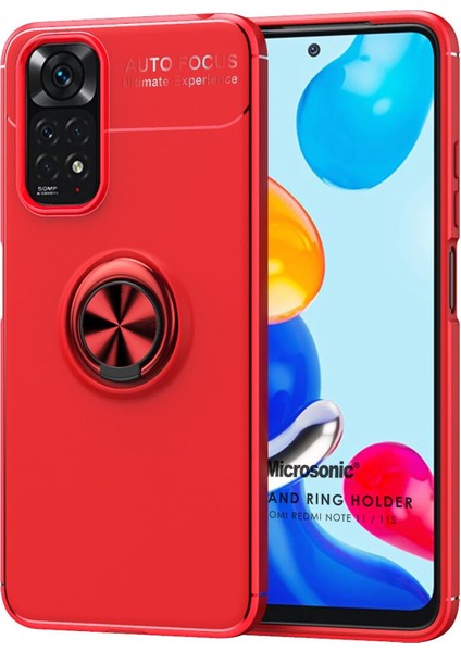 Xiaomi Redmi Note 11S Kılıf Kickstand Ring Holder Kırmızı