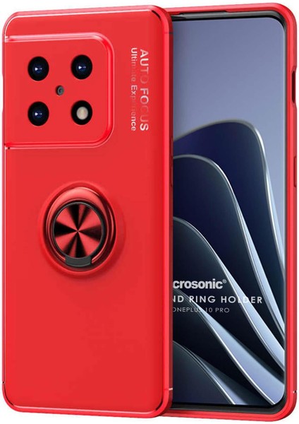 Oneplus 10 Pro Kılıf Kickstand Ring Holder Kırmızı
