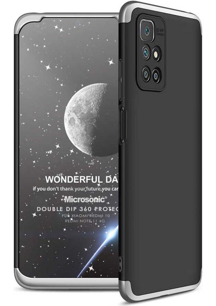 Xiaomi Redmi 10 2022 Kılıf Double Dip 360 Protective Siyah Gri