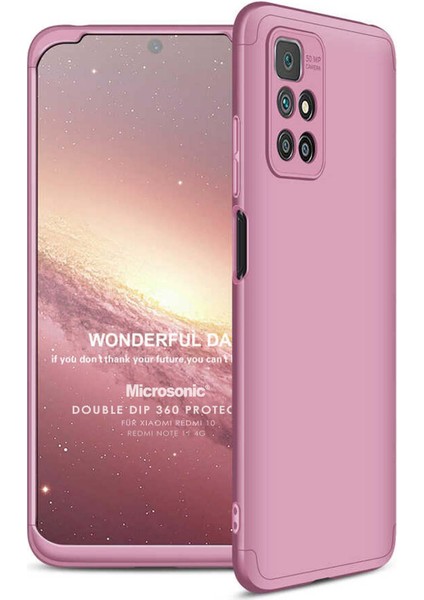 Xiaomi Redmi 10 2022 Kılıf Double Dip 360 Protective Rose Gold