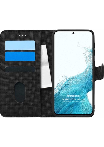 Samsung Galaxy S22 Kılıf Fabric Book Wallet Siyah