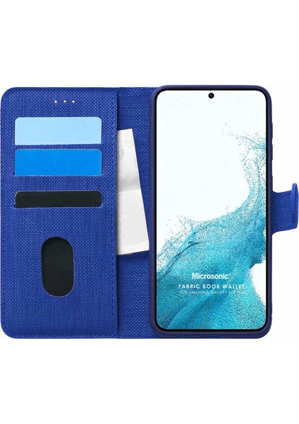 Samsung Galaxy S22 Kılıf Fabric Book Wallet Lacivert