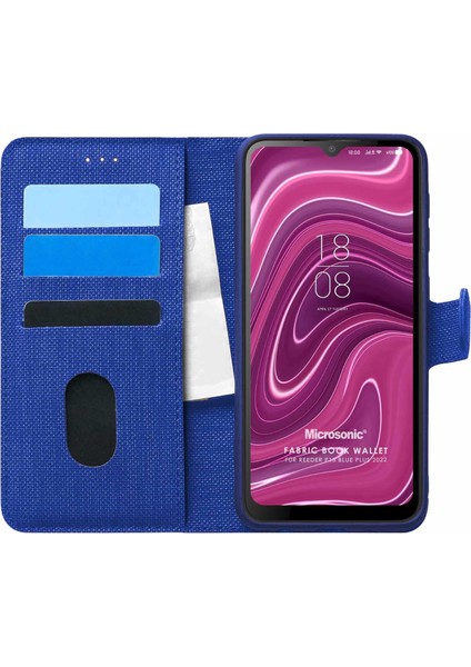 Reeder P13 Blue Plus 2022 Kılıf Fabric Book Wallet Lacivert