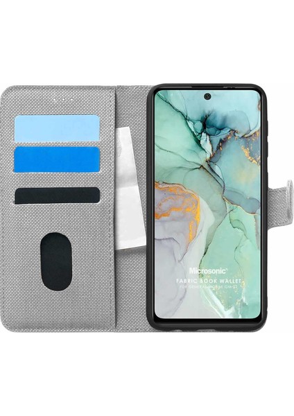 General Mobile Gm 22 Plus Kılıf Fabric Book Wallet Gri