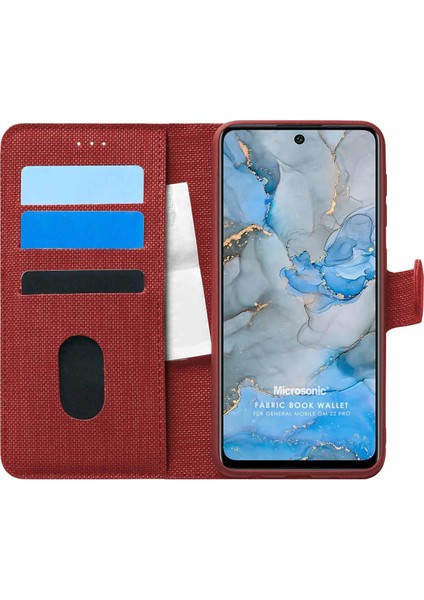 General Mobile Gm 22 Pro Kılıf Fabric Book Wallet Kırmızı