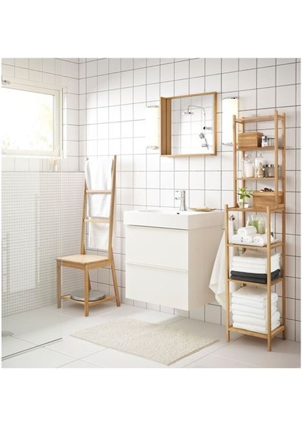 Banyo Bambu Düzenleyici Raf  Bambu Havluluk Düzenleyici Meridyendukkan 39X44X140 cm Banyo Açık Raf Ayaklı-Doğal