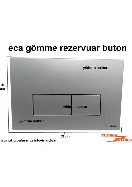 Eca Serel Gömme Rezervuar Düğmesi Butonu Tam Set Kare Model Parmak Izi Bırakmaz
