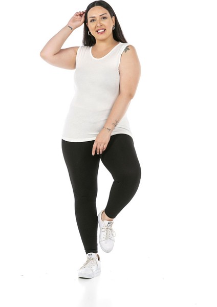 Büyük Beden Yuvarlak Yaka Kalın Askılı Viskon Ekru Body fiyatları