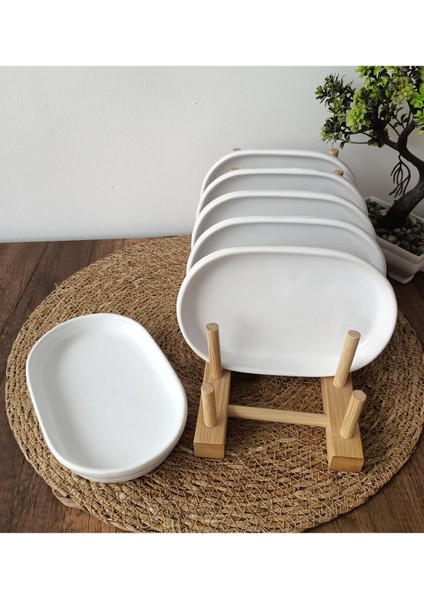 6'lı Oval Seramik Şef Beyaz Sosluk & Sunumluk