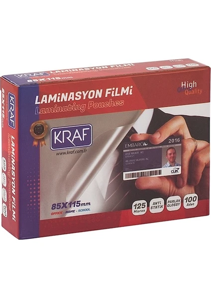 Laminasyon Filmi 85X115MM 125MIC 100LÜ 2128