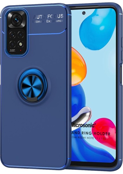 Xiaomi Redmi Note 11S Kılıf Kickstand Ring Holder Lacivert