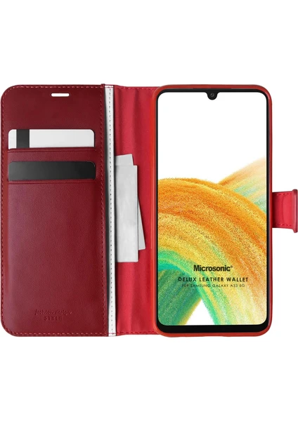 Samsung Galaxy A33 5g Kılıf Delux Leather Wallet Kırmızı