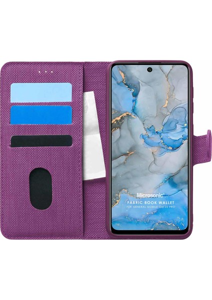 General Mobile Gm 22 Pro Kılıf Fabric Book Wallet Mor