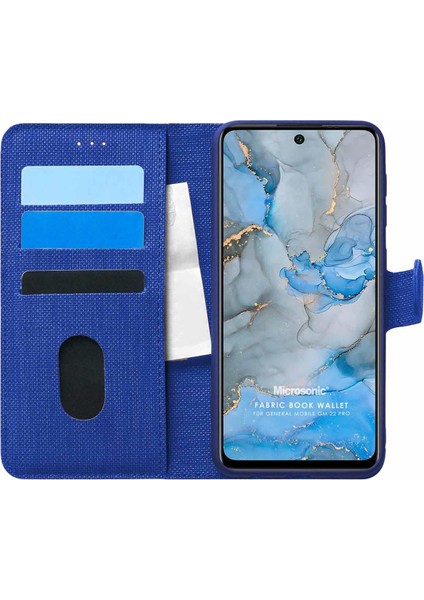 General Mobile Gm 22 Pro Kılıf Fabric Book Wallet Lacivert