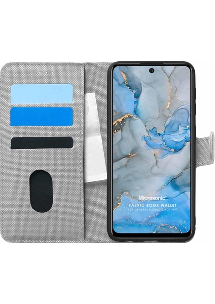 General Mobile Gm 22 Pro Kılıf Fabric Book Wallet Gri