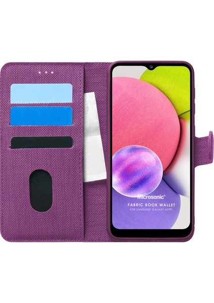 Samsung Galaxy A03S Kılıf Fabric Book Wallet Mor