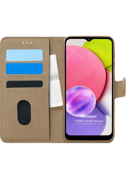 Samsung Galaxy A03S Kılıf Fabric Book Wallet Gold
