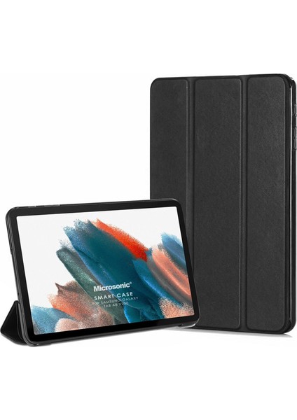 Samsung Galaxy Tab A8 X200 Kılıf Slim Translucent Back Smart Cover Siyah