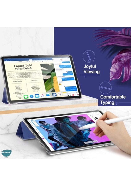 Samsung Galaxy Tab A8 X200 Kılıf Slim Translucent Back Smart Cover Siyah