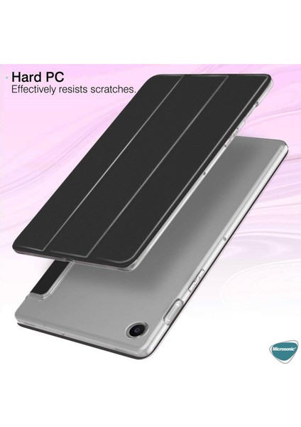 Samsung Galaxy Tab A8 X200 Kılıf Slim Translucent Back Smart Cover Pembe