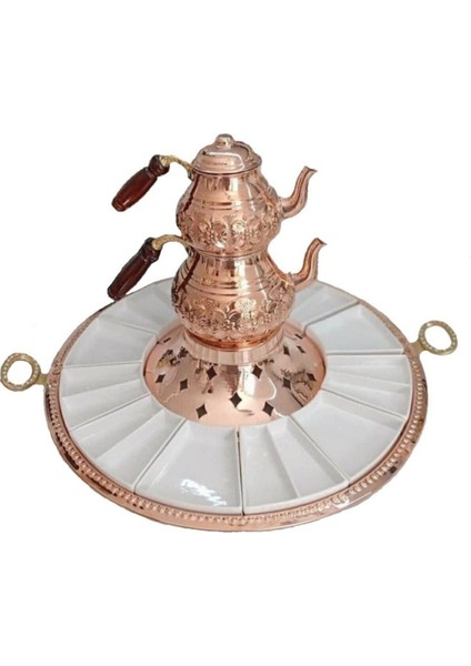Bakır Kahvaltı Seti Çaydanlık Tepsi Porselen Tam Set fiyatları